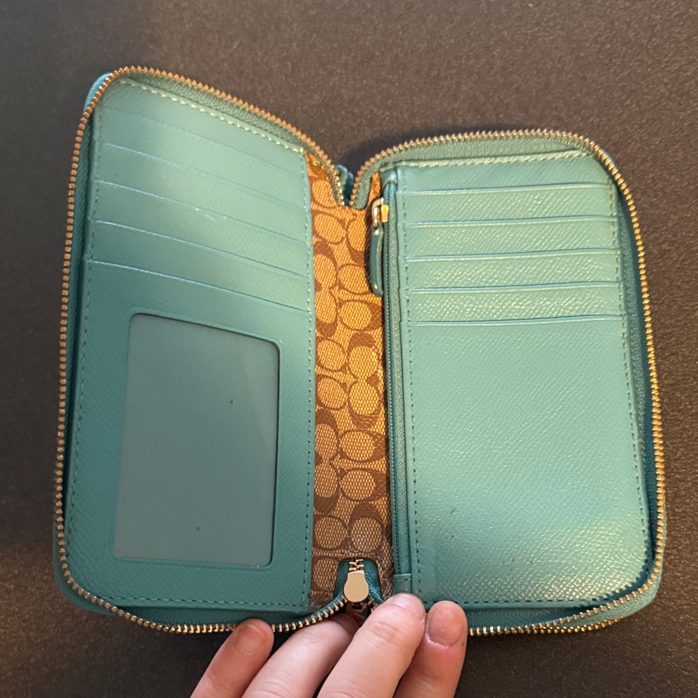 Coach Zip-Around Wallet in Turquoise Blue - Picture 2 of 4
